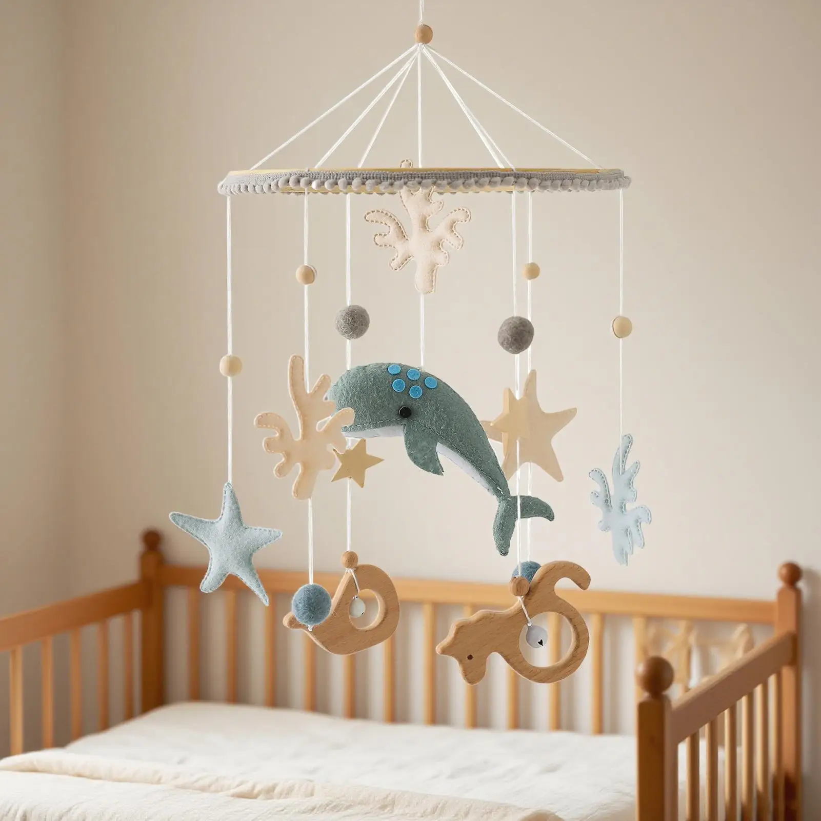 Baby Mobile Wal Kinderzimmer Mobile Windspiel für Kinderzimmer Dekor Kinderzimmer Schlafzimmer Mädchen Spielen Wand Geburtstag Weihnachten