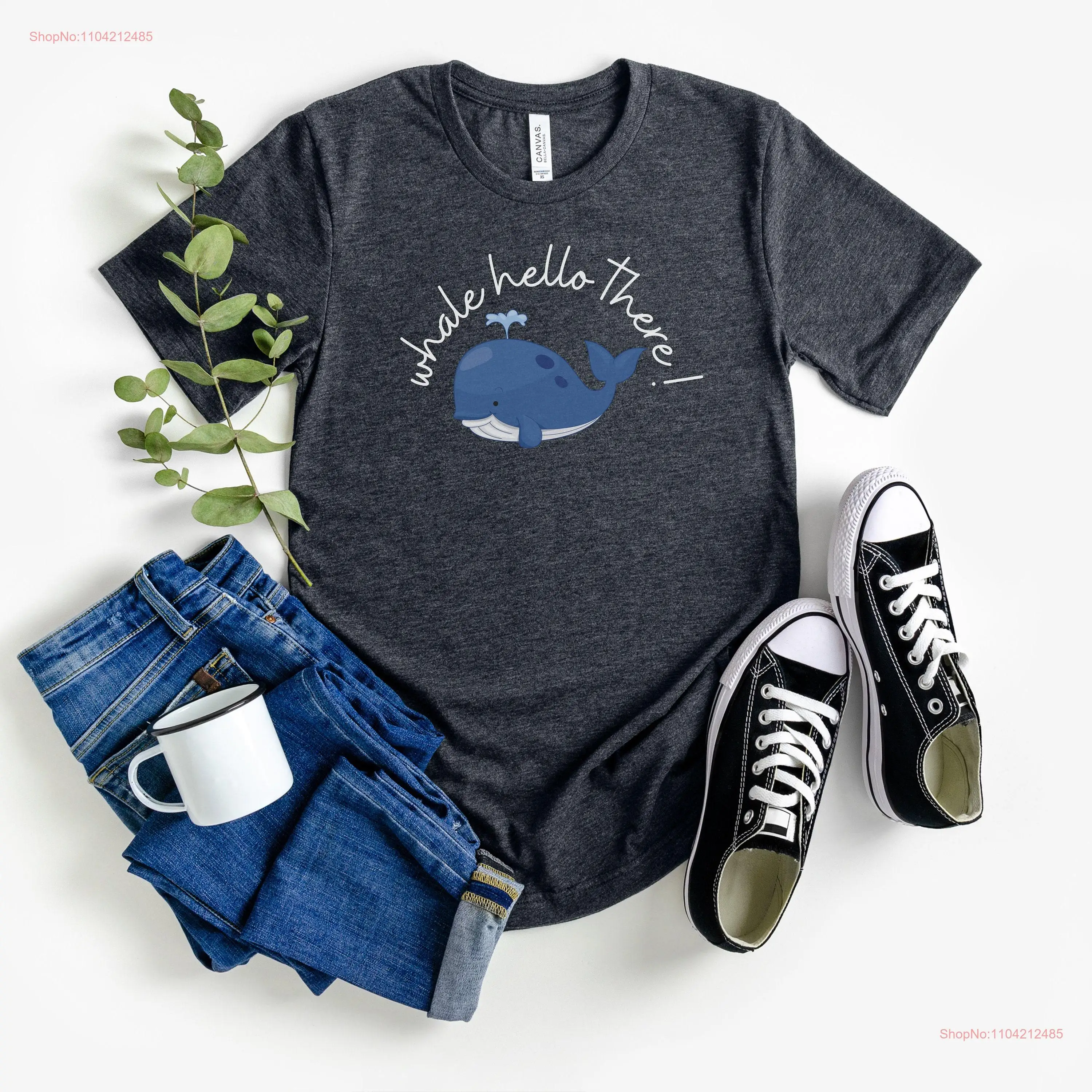 Whale Hello There T Shirt Ocean Lover Cute Animal long or short sleeves