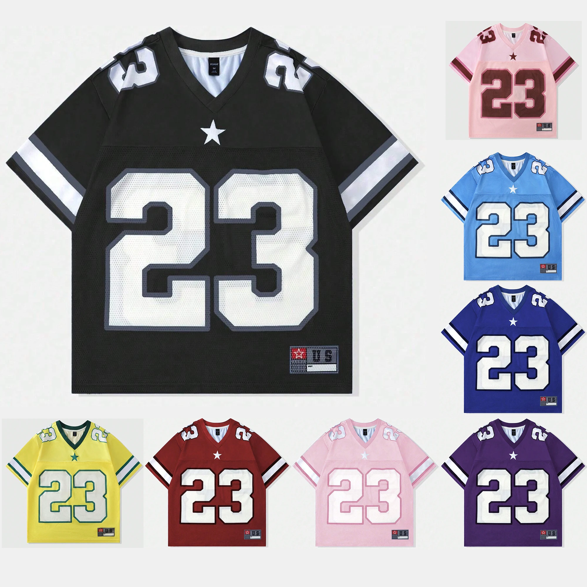 

Men's Mesh Contrast Short Sleeve Football Jersey Style T-Shirt Tracksuit Men's Clothing Sports Jersey Quick-Dry Oversized Shirt