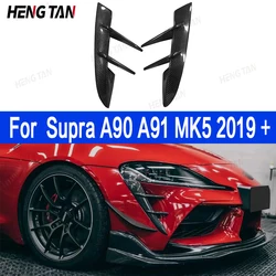 For Toyota GR Supra A90 A91 MK5 2019+ Carbon Fiber Car Front Bumper Wind knife Splitter Spoiler Canard Air Knife Surround Trim