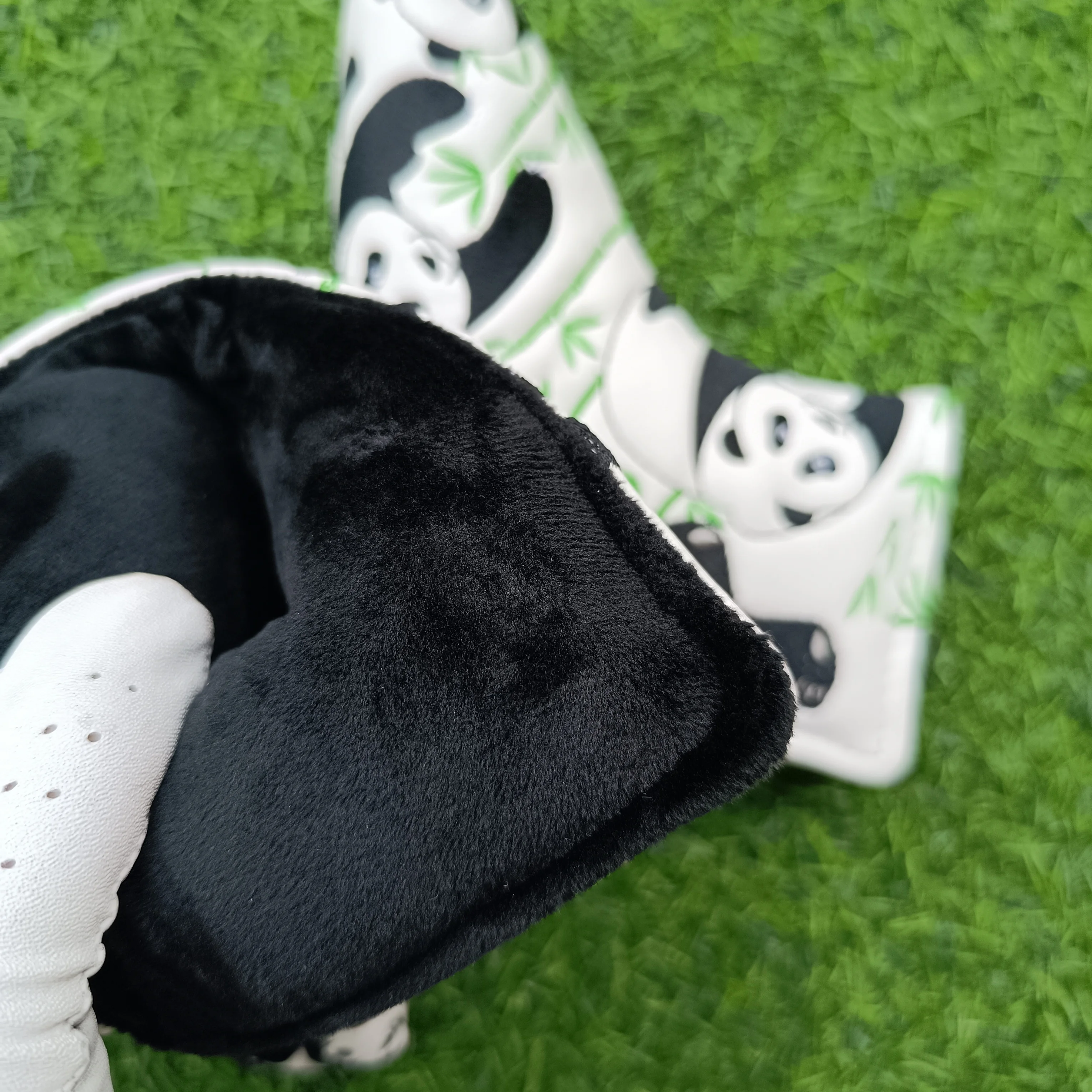 BAOLEDA الباندا مضرب الغولف رئيس يغطي شفرة نادي غطاء الرأس بولي Leather الجلود حامي غطاء أسود أبيض يناسب جميع مضارب الرجال النساء