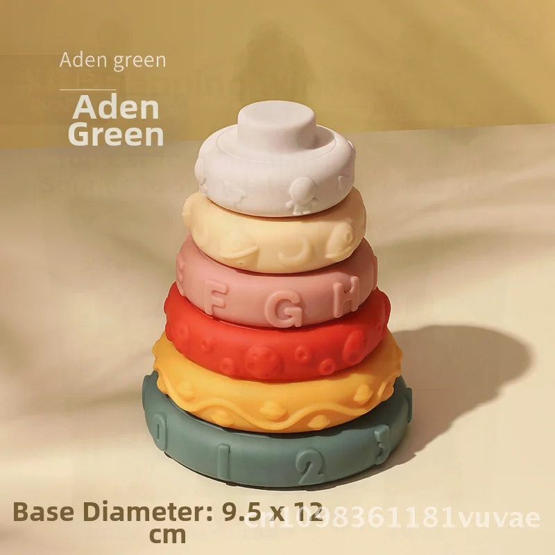 Jouet Jenga à Six couches, cercle arc-en-ciel pour nourrissons, éducation précoce, développement cognitif, caoutchouc souple, empilage coloré pour enfants