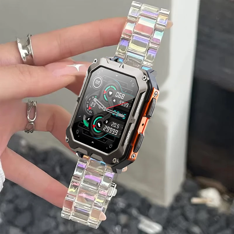 22mm 패션 투명 스트랩, 신형 C20 Pro 밴드 액세서리, 신형 C26 C25 스마트워치 레진 팔찌, 코레아 시계줄