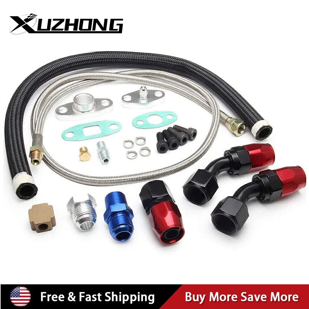 

Линия подачи масла + комплект обратных фитингов для слива масла 10AN для Turbo T3 T4 T6 GT45 T04E T66