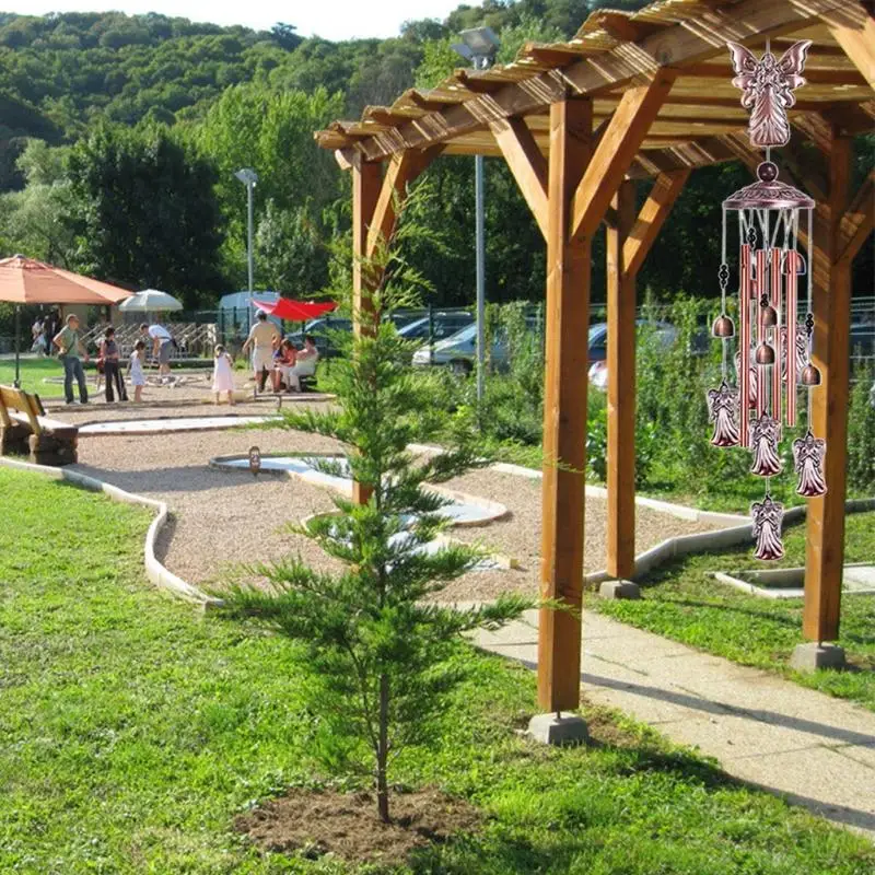 

Винтажные кованые ангельские колокольчики с несколькими трубками для наружного украшения, элегантные куранты, декор, успокаивающие, глубокие