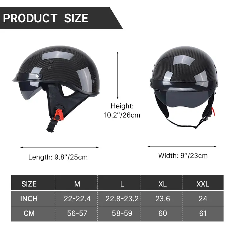 الأمريكية خمر دراجة نارية خوذة ألياف الكربون نصف خوذة الذكور الصيف كروز دراجة نارية مغرفة خوذة الإناث خوذة #2