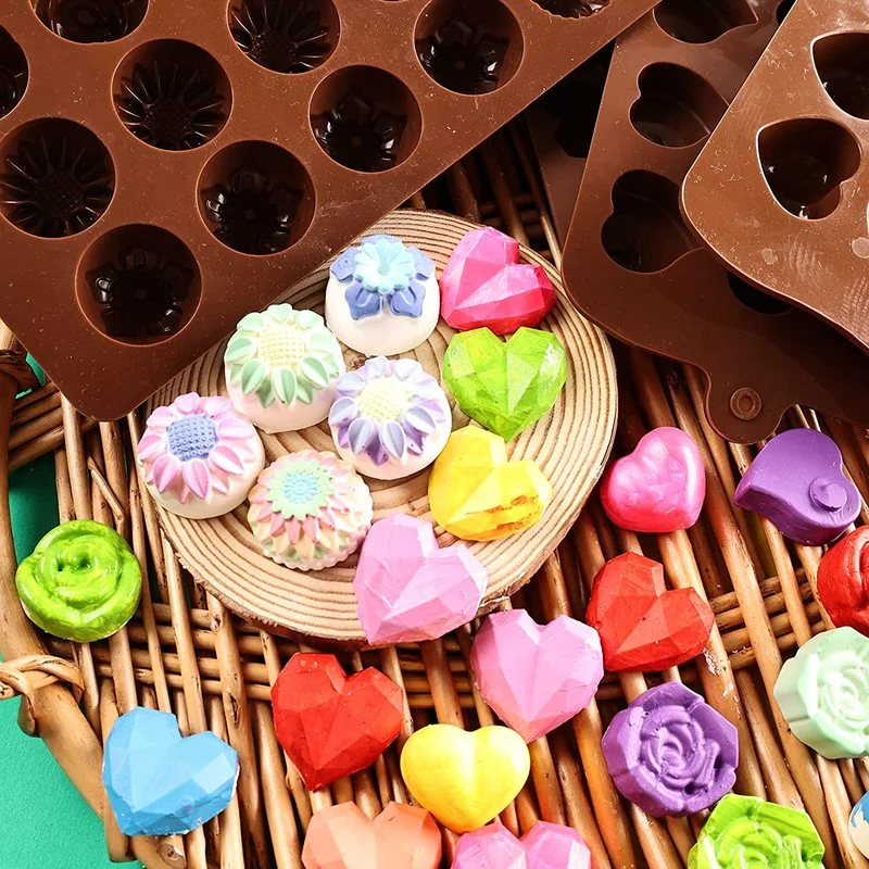 Heart-shaped Chocolate Mold Pentagram Easter Egg Cylinder Rose Silicone Mold DIY Chocolate Candy Ice Cube Baking Tool