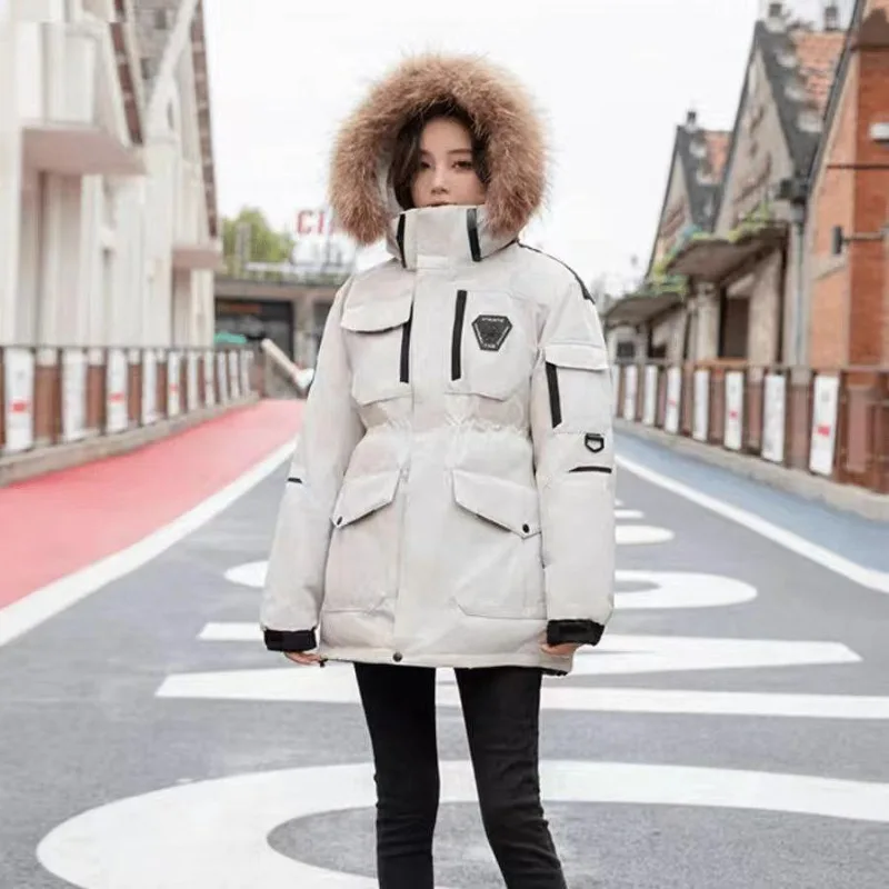 Down Jacket White Duck Down Minus Zero New Men's and Women's Thickened Medium and Long Tooling Couple's Fall Winter Warm Jacket