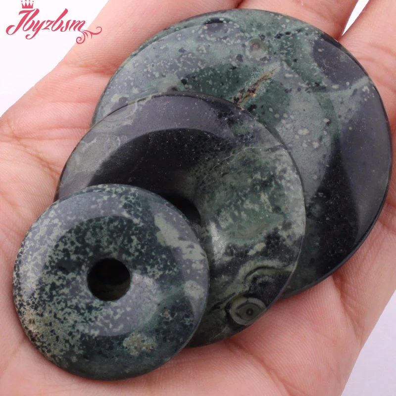 30/40/50mm Natural Donut Round Ocean Agates Stone Beads Spacer Pandant For Necklace Bracelets Jewelry Making 1 Pcs Free Shipping