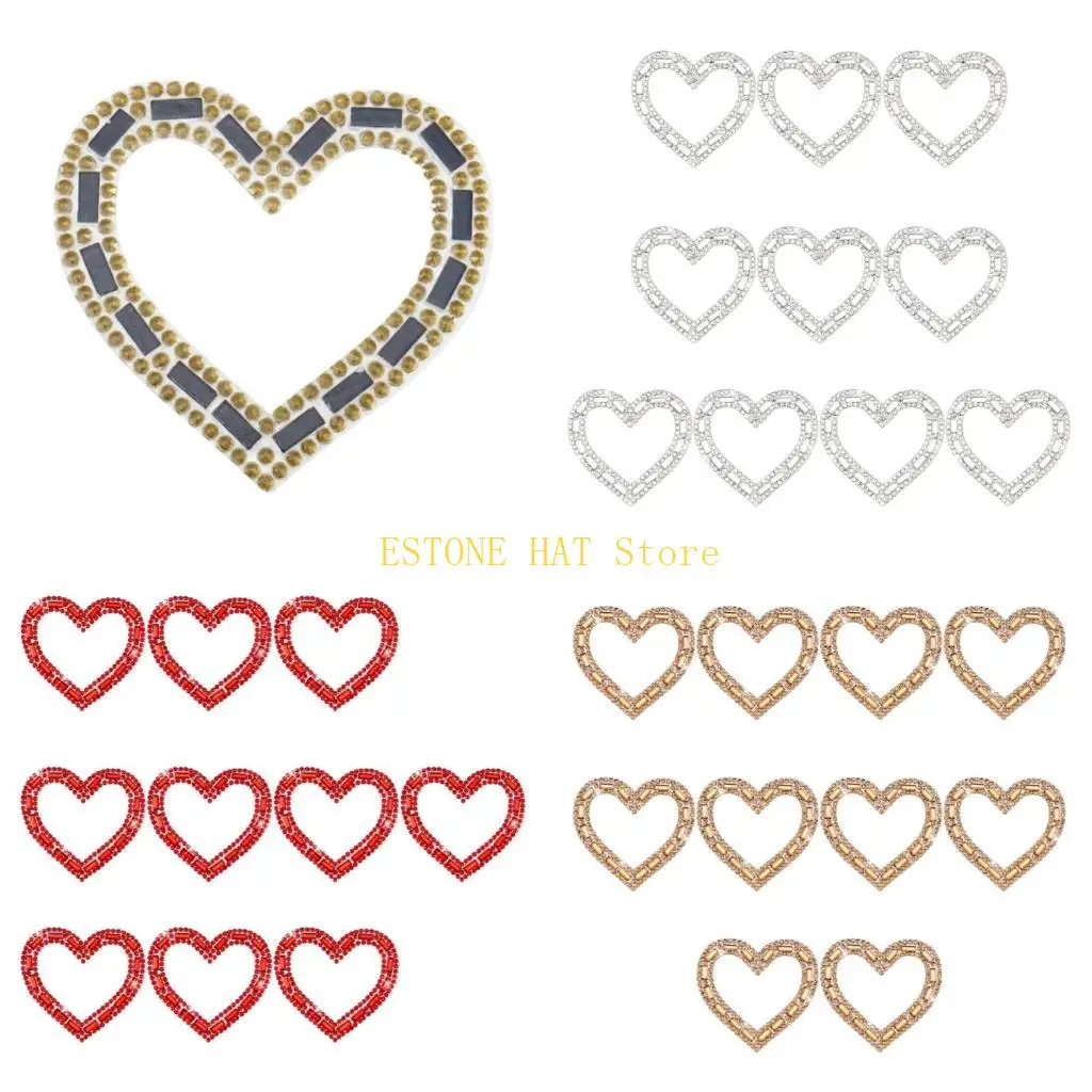 49MF Artistic Rhinestones Heart Applique Beaded Crafts for Jeans Hat Scarf Curtain