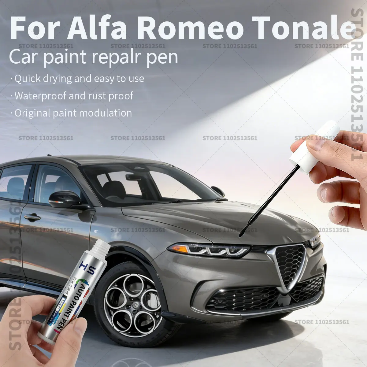 

Ручка-корректор для ремонта лакокрасочного покрытия автомобиля Alfa Romeo Tonale, средство для удаления царапин, аксессуары для авто, цвета: белый 217, черный 414C, синий 756A, серый