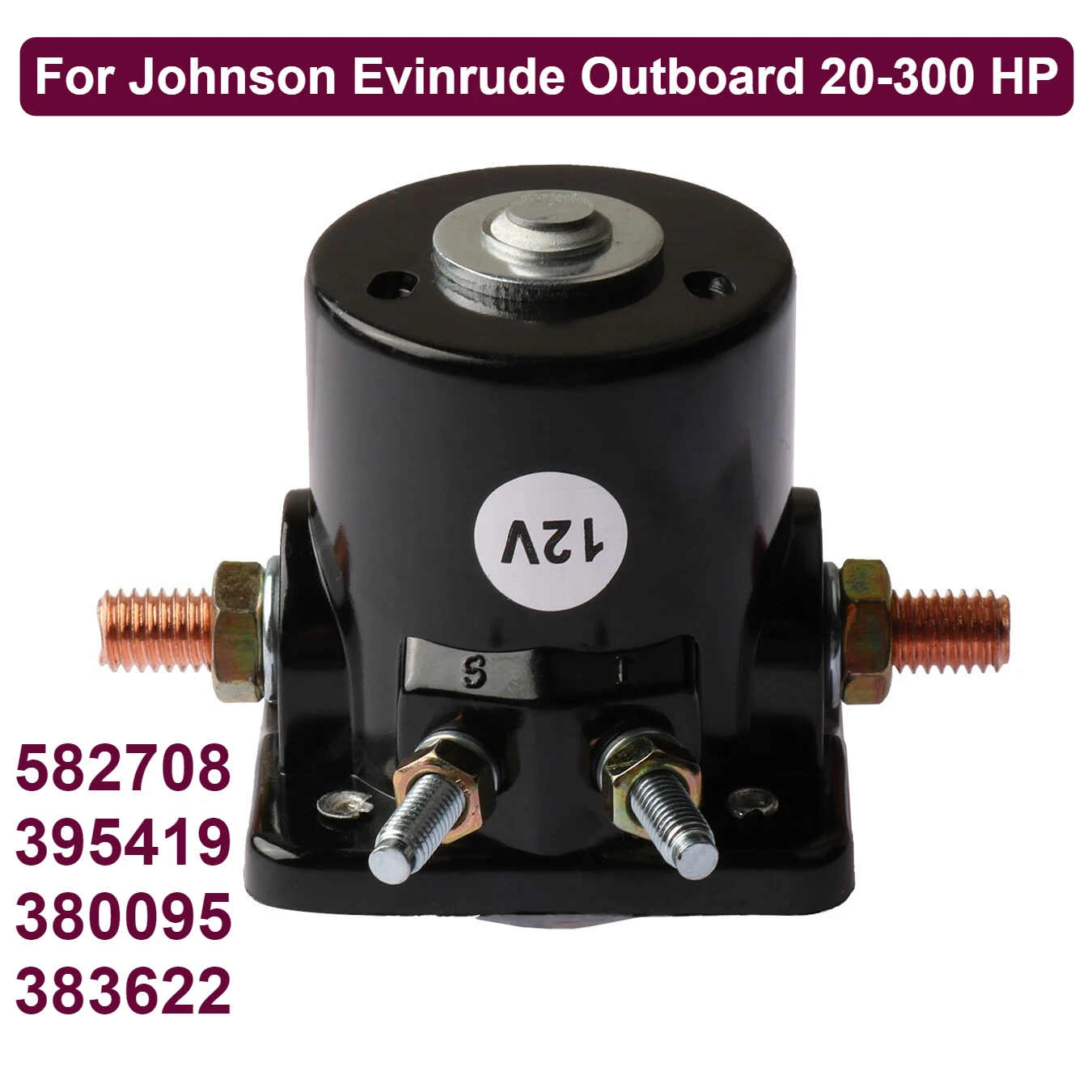 

12V Solenoid for Johnson Evinrude Outboard 20-300 HP 582708 395419 380095 383622