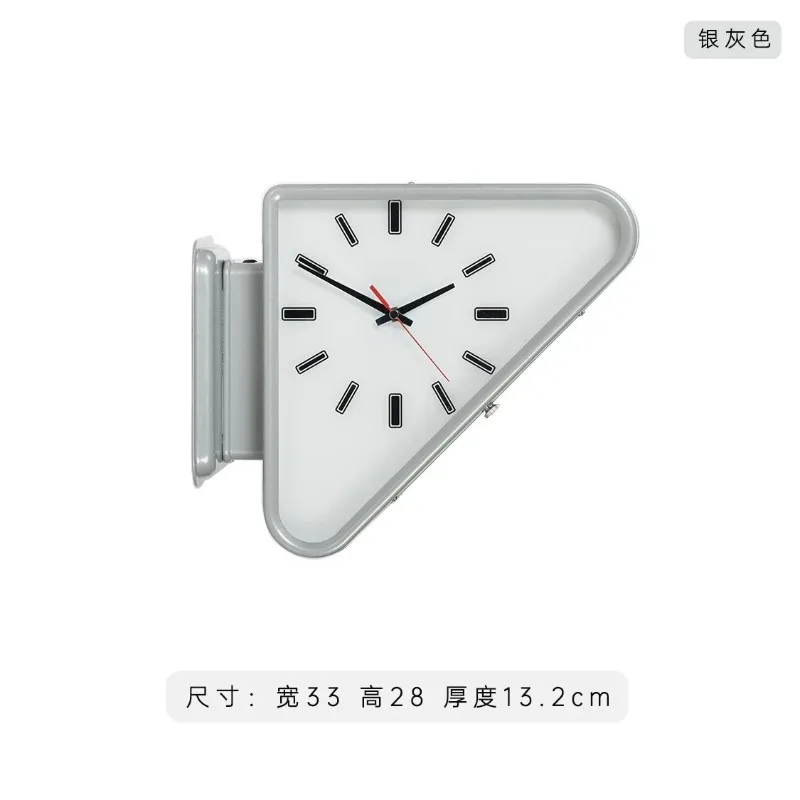 Double Sided Triangular Metal Wall Clock Silent Non Ticking Minimalist Corner Wall Decor Clock
