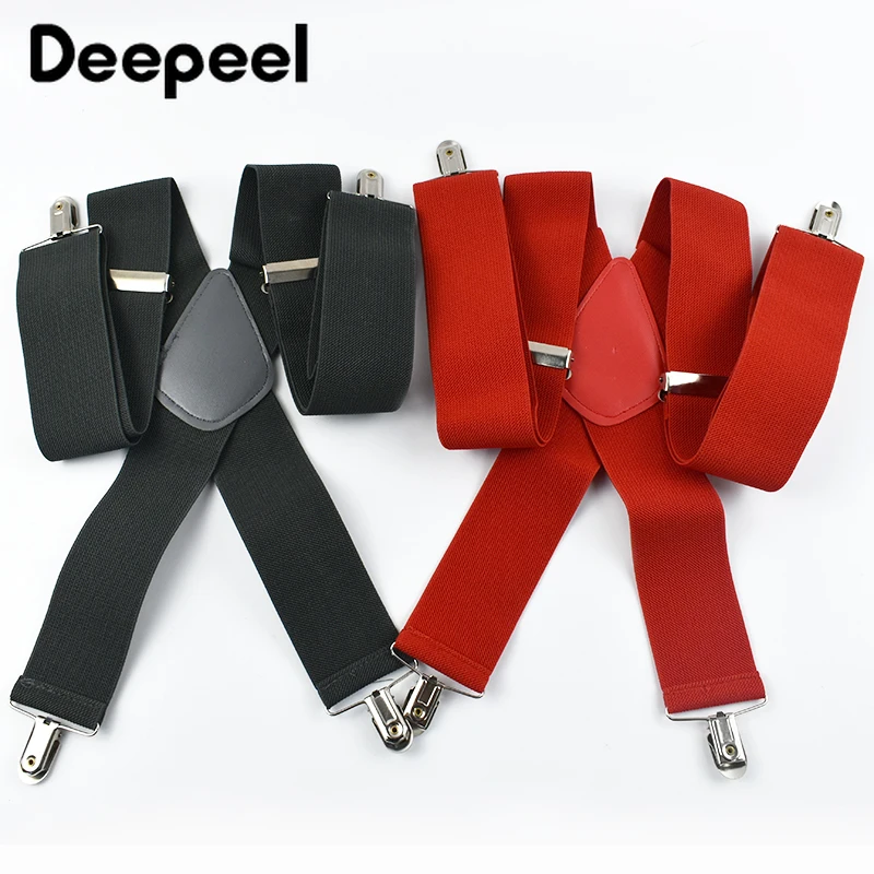 Deepeel moda 5cm de largura suspensórios masculinos adultos 4 clipes cinta ajustar elástico masculino cintas arnês homem terno calças cinto acessórios