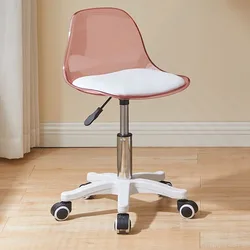 Computer Chair Acrylic Transparent Makeup Stool Backrest Rotating Bedroom Mobile Office Chairs Household Student Lift Chairs Ins