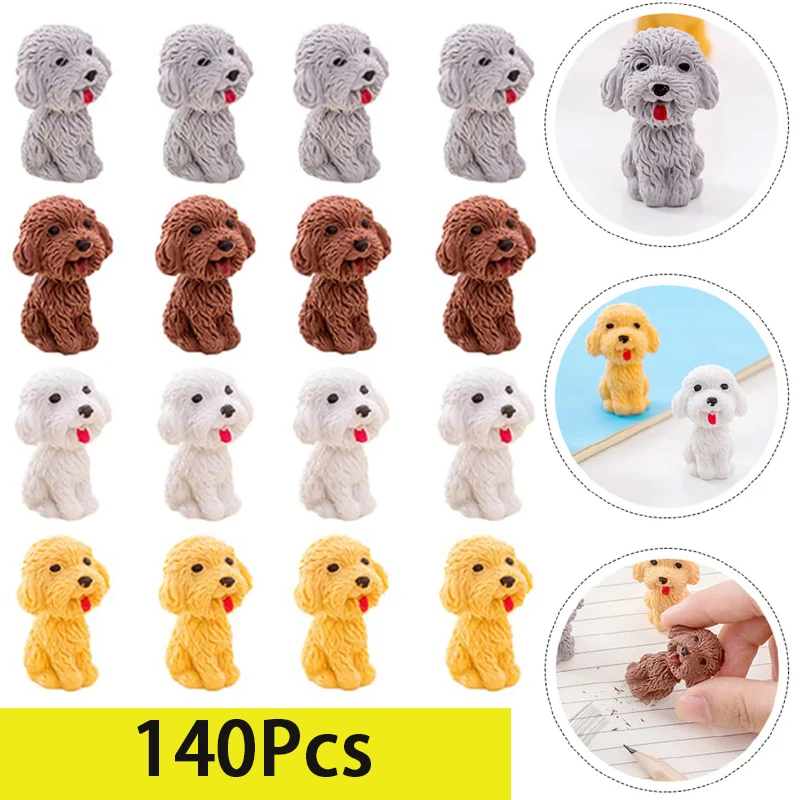 140Pcs Puppy Erasers for Kids Cartoon Erasers Take Apart Eraser Novelty Animal Erasers Dog Shaped Eraser Puppy Eraser