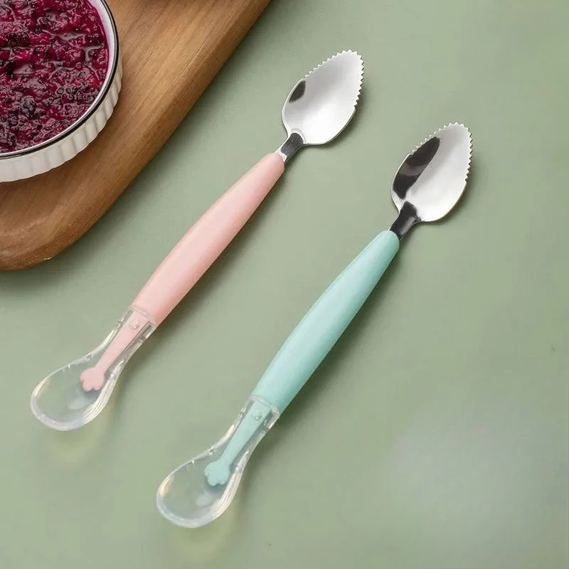

Baby Feeding Spoon Scraper Spoon Silicone Fruit Puree Spoons Supplementary Food Feeder Dual-Head Spoons Toddler Utensil