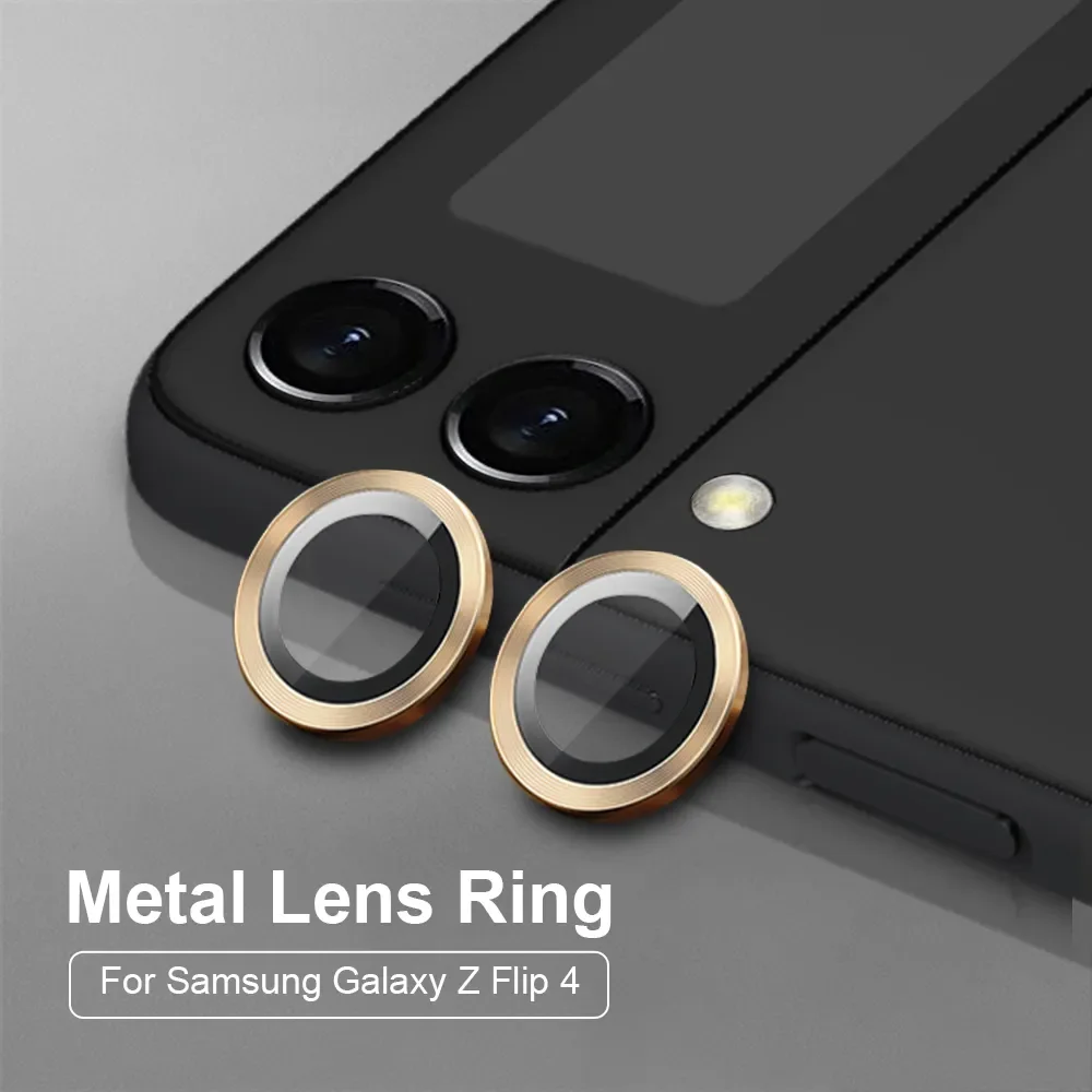 Luxury Metal Camera Lens Protector For Samsung Galaxy Z Flip 5 ZFlip 4 SM-F721B Hawkeye Ring 9H Tempered Glass Cap Locator Cover