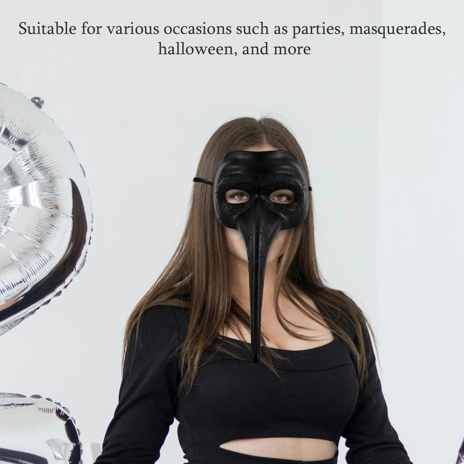 

Long Nose Mask Half Face Masquerade Men Day Dead Costume Bird Party Halloween Accessories Decorations Adjustable