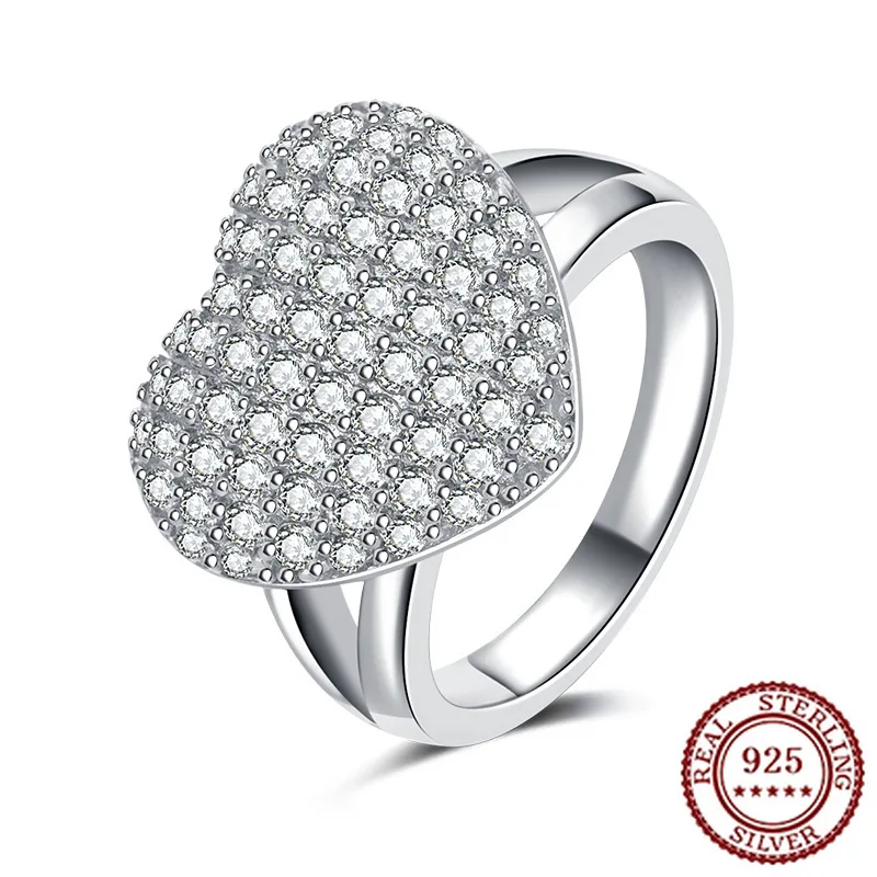 

2025 New Trendy 925 Pure Silver Classic Temperament Atmospheric Fashion Classic Women's Diamond Set Full Stone Versatile Ring