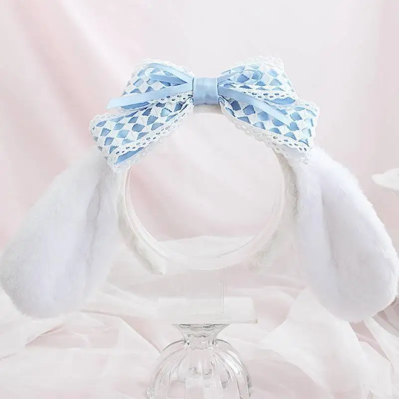 Lovely Hair Accessory Plush Headbands With Bowknot Animal Ears 6XDA