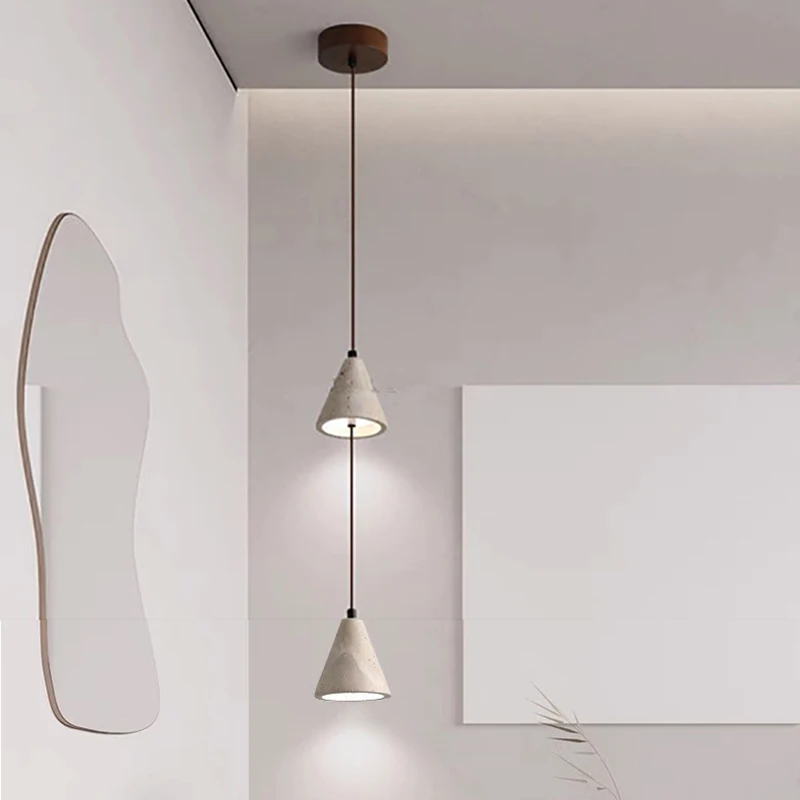 

Conical Natural Stone Pendant Lamp Dimmable Cord Adjustable Marble For Bedroom Parlor Dining Room Hanging Light