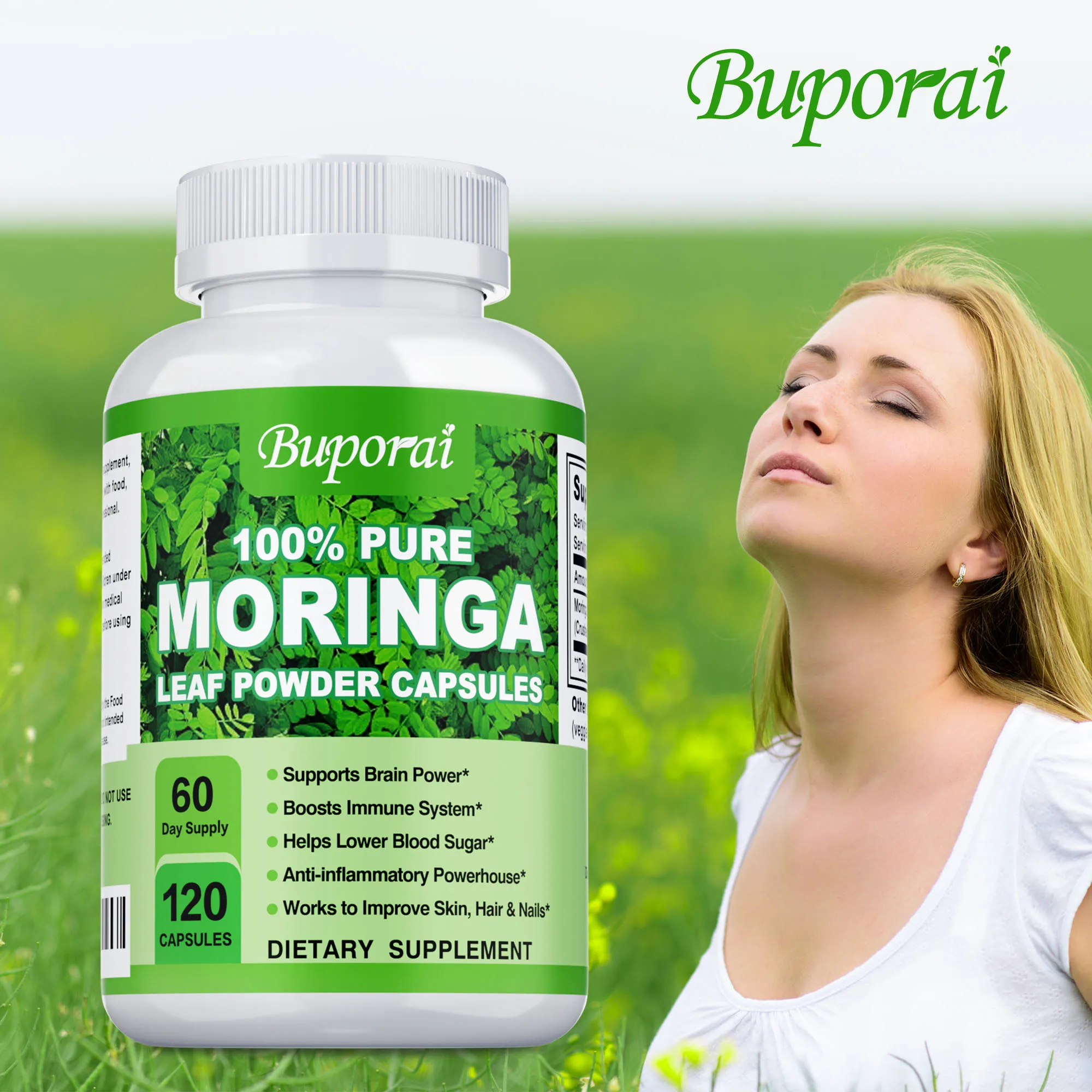 

Moringa Capsules 1200mg - Antioxidant, Immune System, Boosts Metabolism, Helps Cleansing, Supports Energy and Brain Health