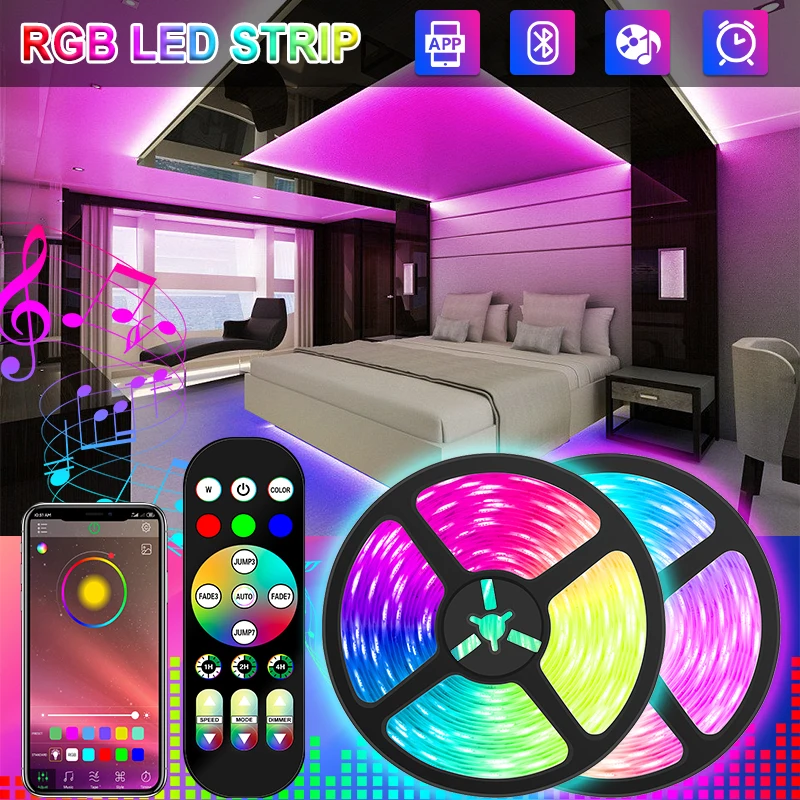 LED 스트립 조명, RGB 5050 블루투스 앱 제어, USB LED 유연한 램프, DC 5V 리본 다이오드 테이프, 파티 거실 축제