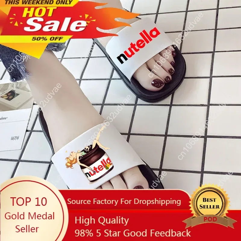 

Nutella Aesthetic Women's Beach Slippers Female Summer Slides Fashion Flip Flop Women Ladies Non-slip Female Slippers