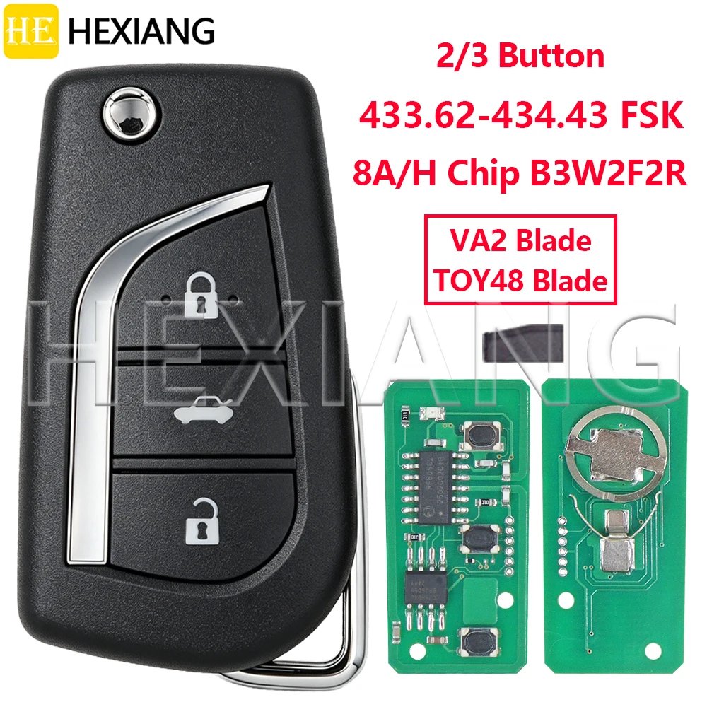 HE Chip Flip Car Remote Key For Toyota Corolla Cross 2023 2024 X Yaris Yaris Aygo Hybrid 2019-2024 B3W2F2R 433.62-434.43 FSK 8A