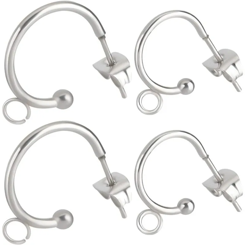 

20Pcs 2 Size Half Hoop Earring Findings Stainless Steel Huggie Earrings with Loop and Ear Nuts for DIY Jewelry Making