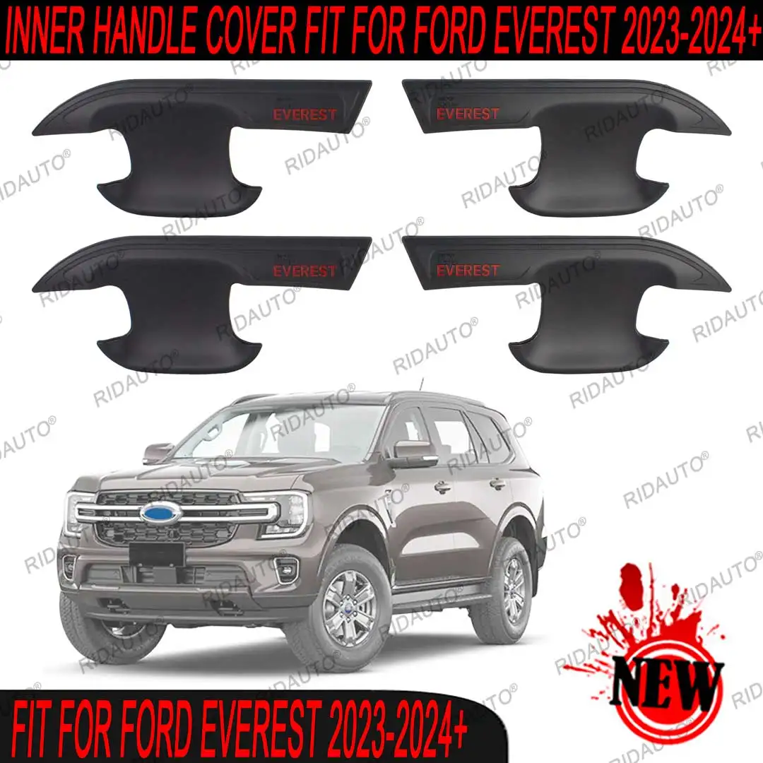 Matte Black Door Handle Insert Scratch Protector Protective Protection For FORD EVEREST 2023 2024 Door Handle Bowl Trim Cover