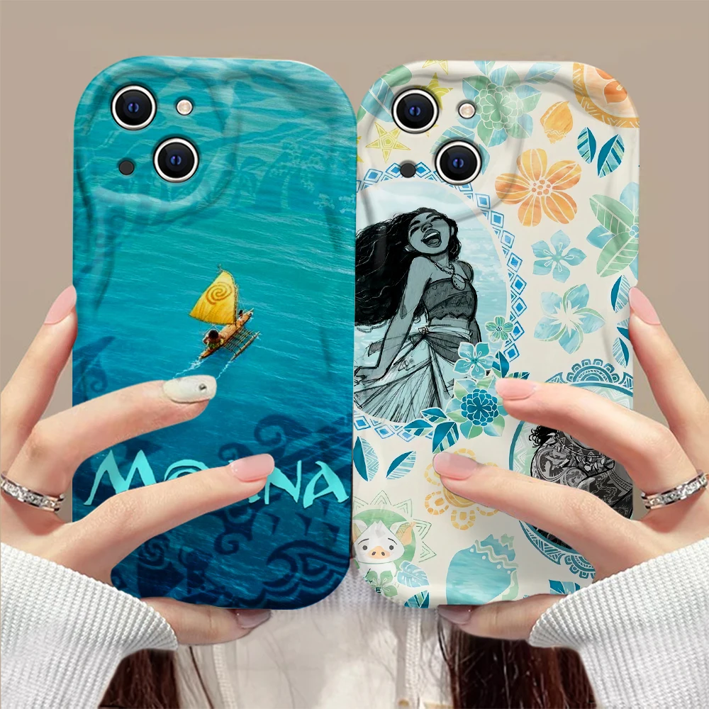 Cute Moana Cartoon 3D Wave Case For iPhone 15 14 13 12 11 Pro Max Mini X XR XSMAX 8 7 6S Plus Soft Silicone Cover