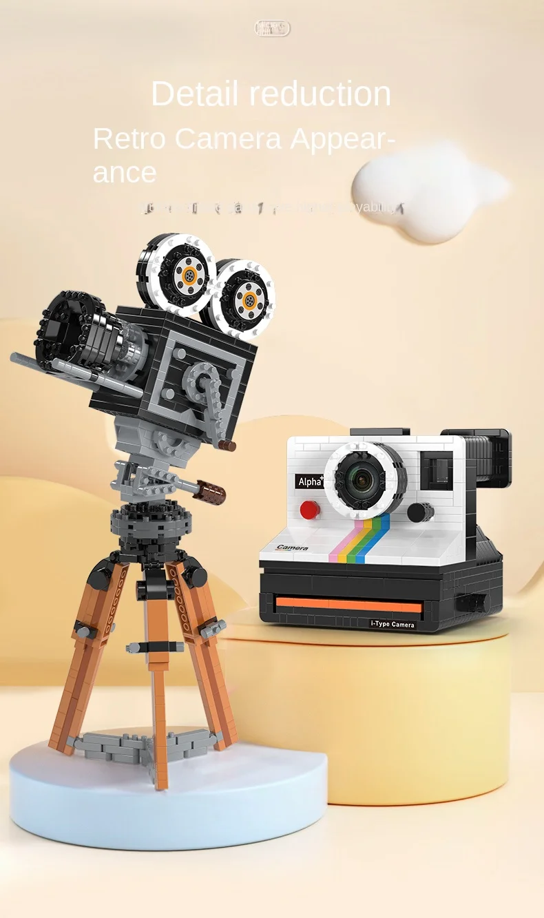 802 stücke Mini Baustein Vintage Modell Polaroid Retro Kamera Erwachsene Sammlung Ornamente IDEEN Serie Spielzeug Mädchen Geburtstag Geschenke – Detail 5
