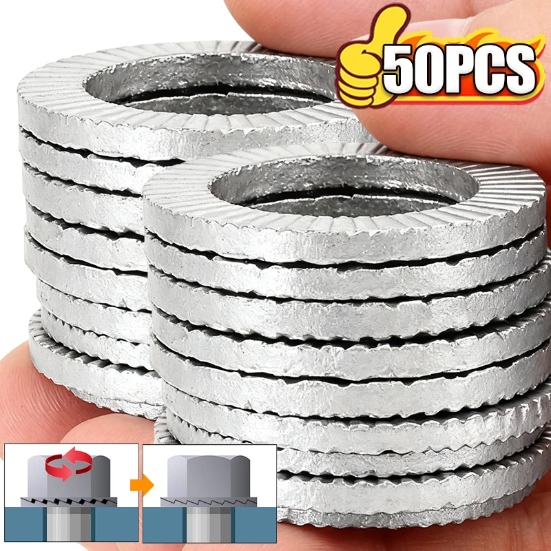 10/50pcs Rondella del disco in acciaio inossidabile Guarnizione seghettata Blocco rondelle allentate Cuneo Guarnizione antiurto Rondella autobloccante Elementi di fissaggio