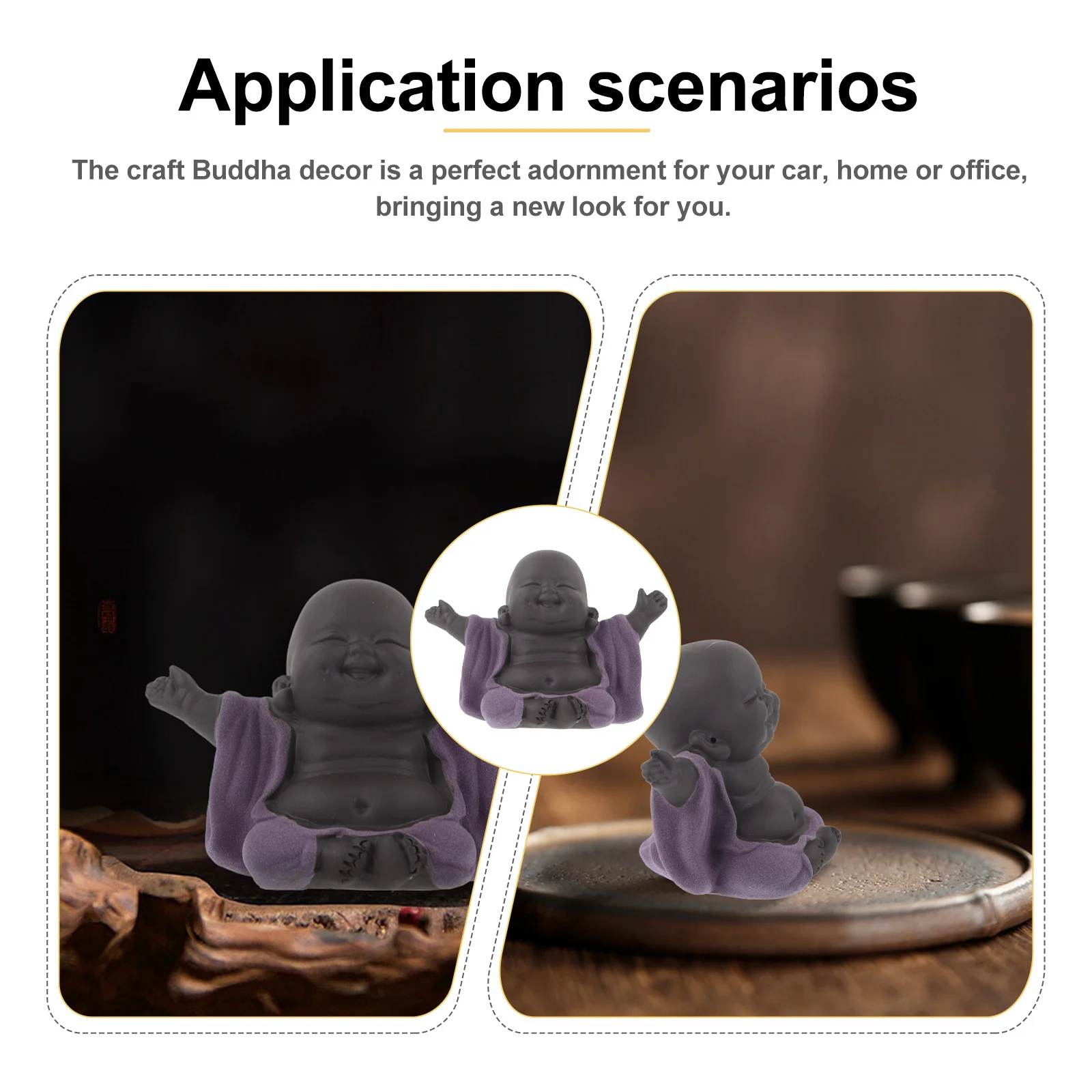 

Tiny Purple Sands Buddha Statue Exquisite Desktop Tea Pet Decoration Mini Buddha Ornament for Home Office Pet Desktop Decoration