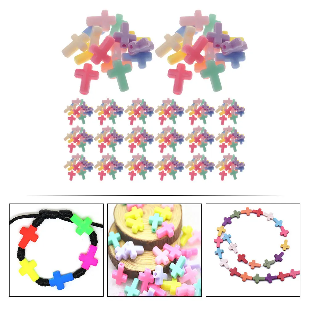 500 pezzi di perline acriliche a forma di croce, durevoli e lucide, perline artigianali fai da te per collane, bracciali, creazione di gioielli, accessori per gioielli