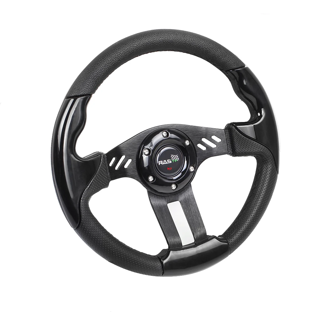 RASTP-New 13-inch Steering Wheel PU Racing Steering Wheel Competitive Game Steering Wheel Car Modification Accessories RS-STW033