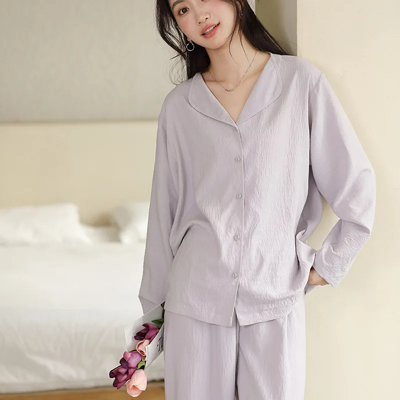 Ensemble Pyjama Femme New Cotton Spring Autumn Home Clothes For Women Night Long Sleeve Pant Suit Sleeping Pajamas Sets