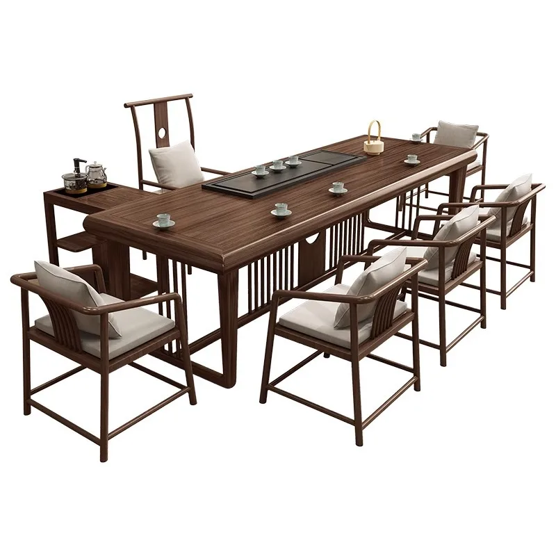

New Chinese style meeting Kung Fu large board office reception negotiation tea table chair combination