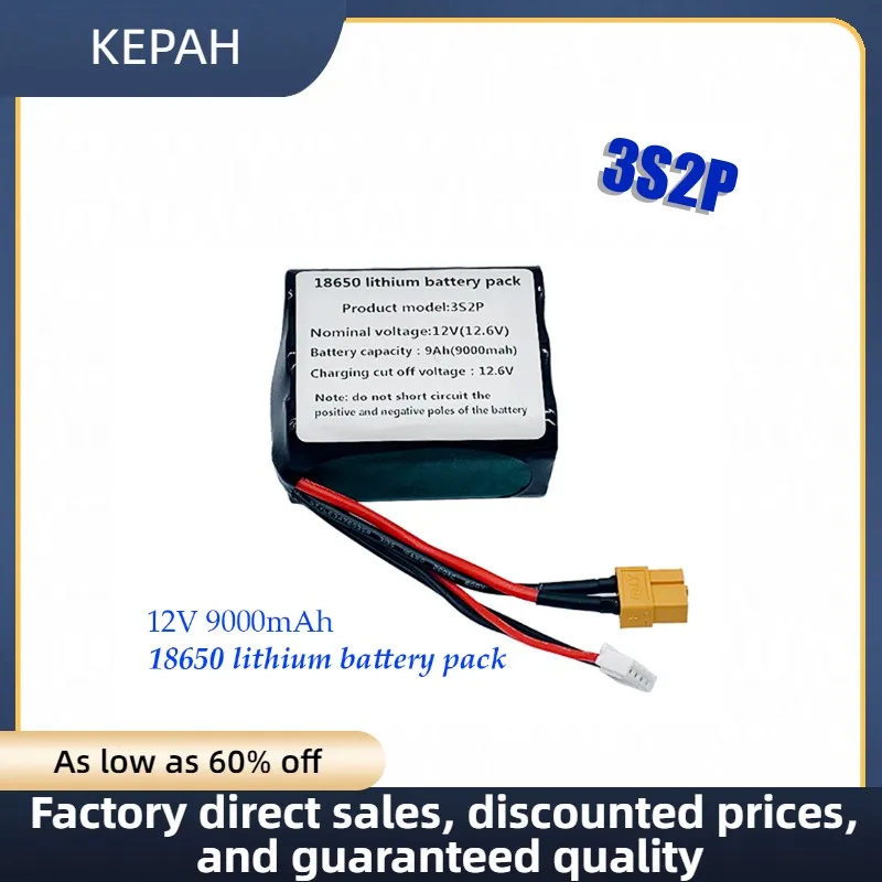 New 12V Battery 12.6V 9Ah 3S2P Li-ion Use Single Cell NCR18650 Combination Suitable for Parrot Disco and Various Drones