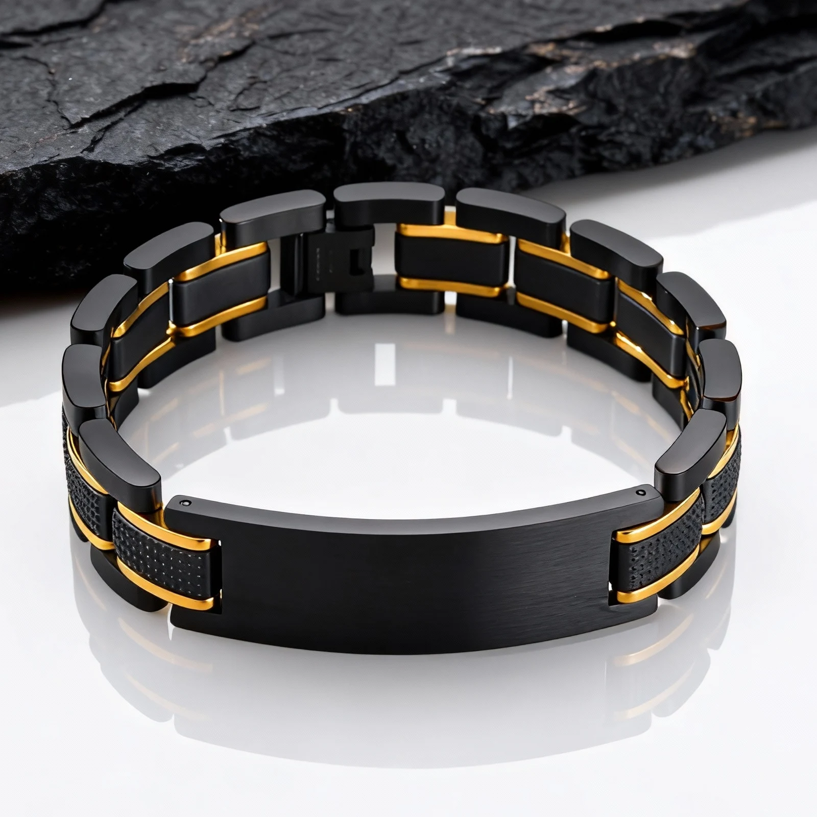 Customized Watch Band Bracelet for Men,Personalized Stainless Steel Chunky Bracelet,Luxury DAD Husband Boyfriend Gift