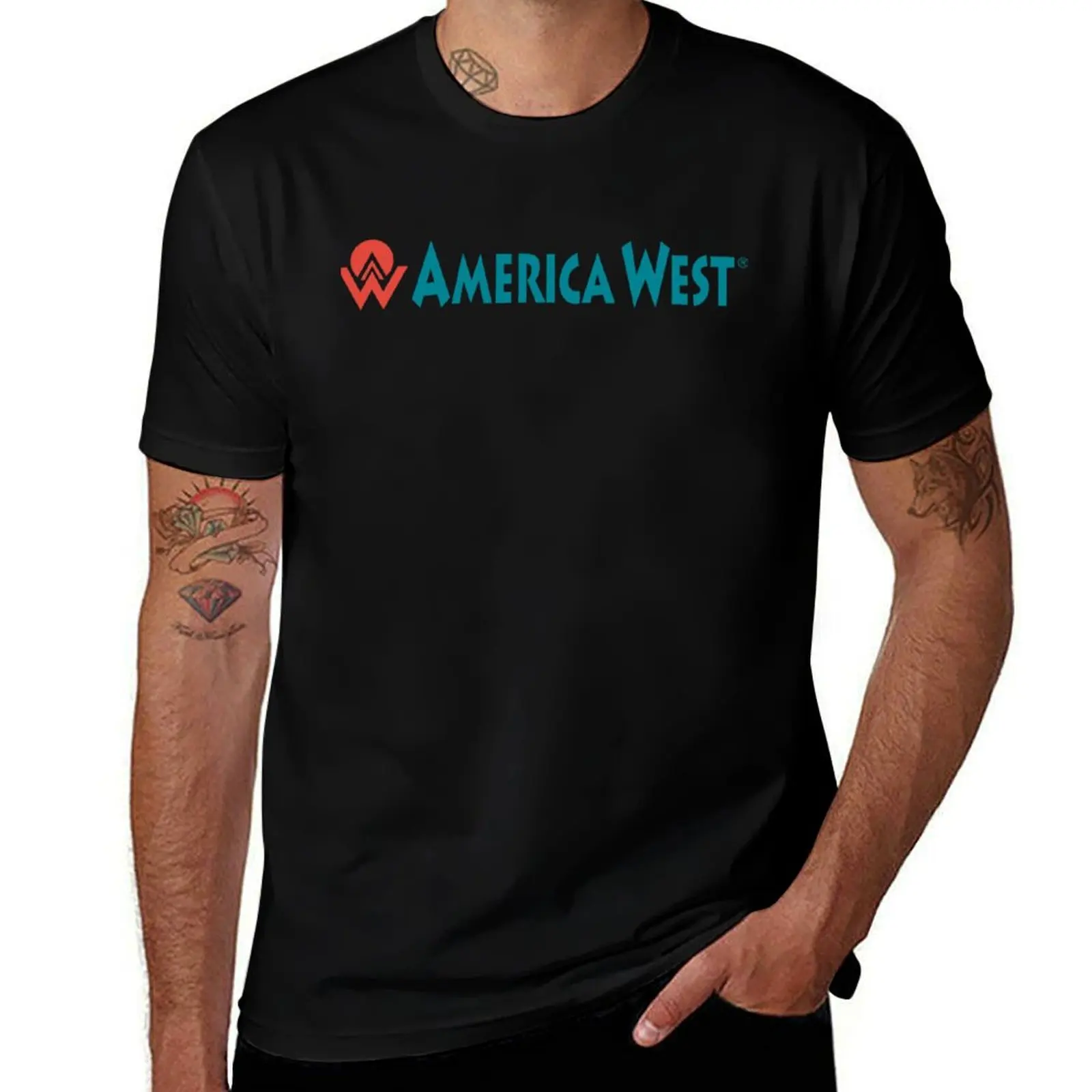 America West Airlines T-Shirt Vintage Style Printed Top T-Shirt
