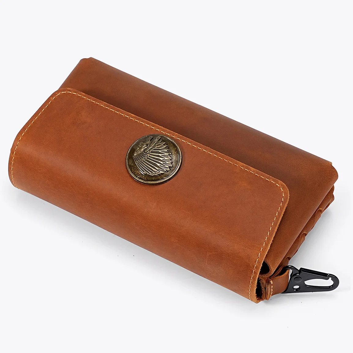 Men's Crazy Horse Leather Waist Bag with Dual Pockets, Fits 5.5 Inch Phone, Belt-Wearable Belt Purses Leather Bag for Men