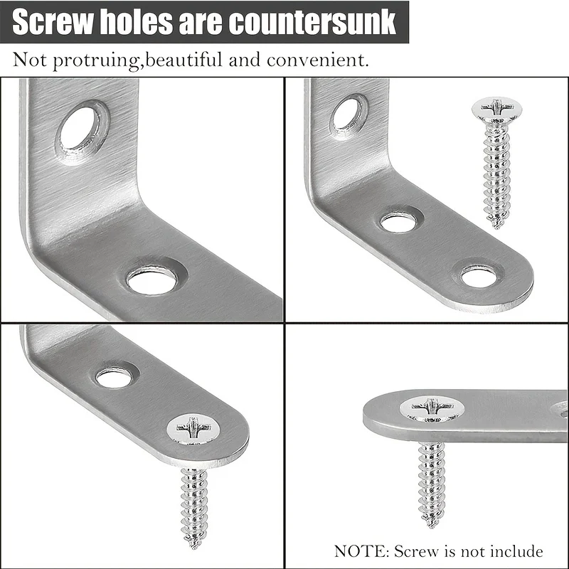 6 ชิ้นสแตนเลส 90 องศามุม L รูปวงเล็บ, 40 มิลลิเมตร X 40 มิลลิเมตร X 16 มิลลิเมตรมุมรั้ง Joint Bracket Fastener Heavy Duty โลหะ