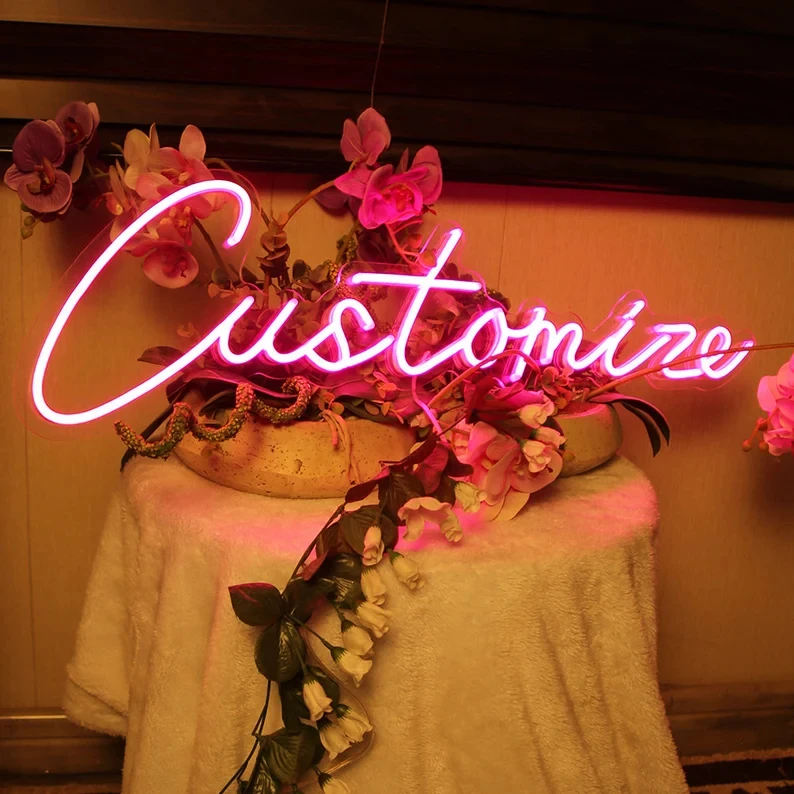 

Custom Wedding Neon Sign Personalized Names LED Neon USB Powered Multi Font Colors For Party Dining Room Bedroom Wall Decorative