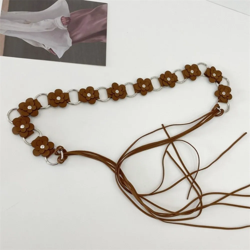 المألوف خمر حزام المرأة العرقية بوهو الجلود الخصر حبل الأزهار الحلو فستان حزام البنطال الجينز الخصر الملحقات