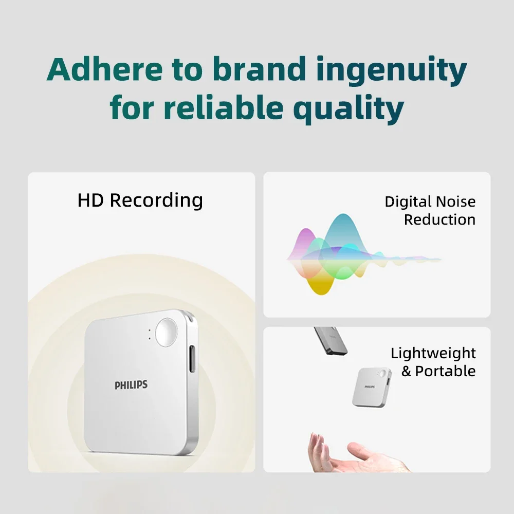 Philips VTR6500 Portable Voice Recorder 32GB APP Real-Time Translation HD Recording for Students Learning Business Meeting