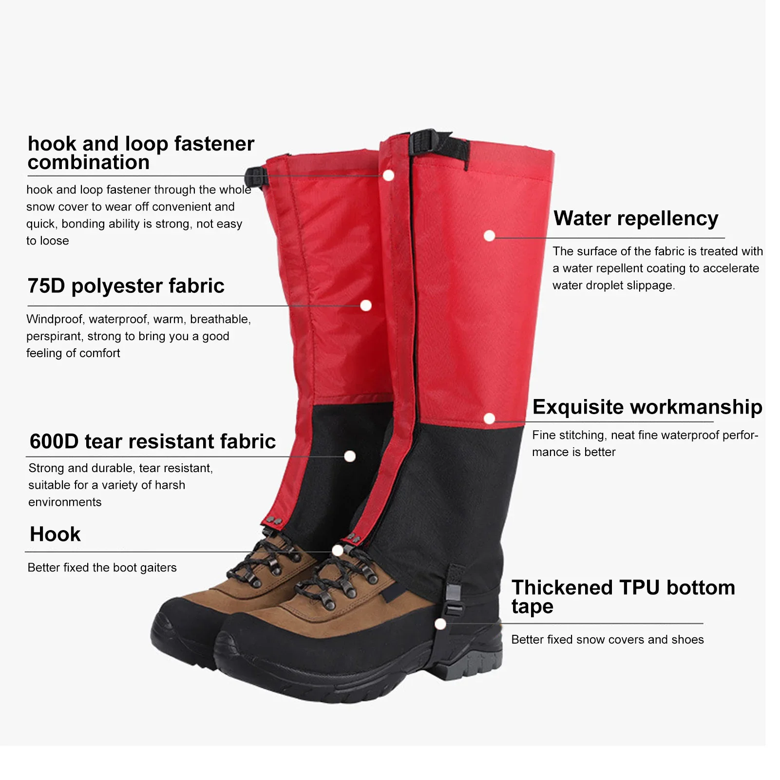 Leg Hiking Gaiters Waterproof Snow Boot Guard Snow Boot Gaiters Lightweight Breathable for Men Women Mountain Climbing