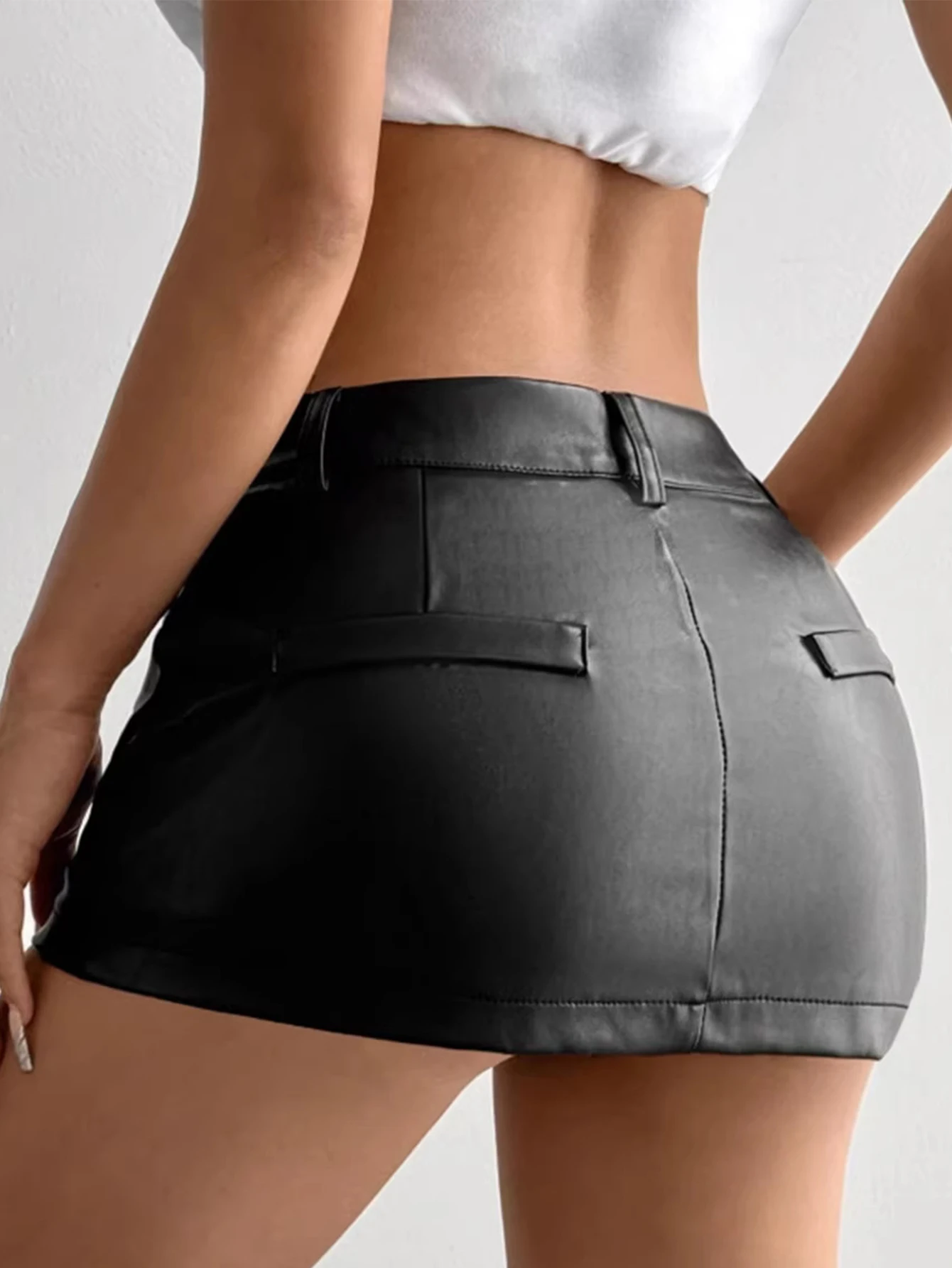 Sexy black PU leather mini skirt women summer club party skirts woman clothing fashion high waist micro short pants pencil skirt